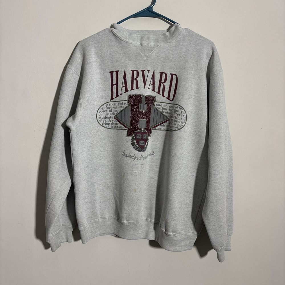 League Gray Harvard V-Neck Sweater